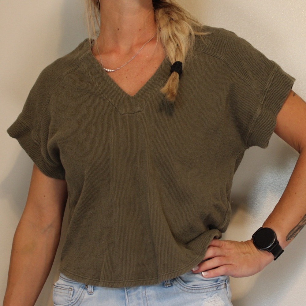 Madewell corduroy short sleeve crop tee